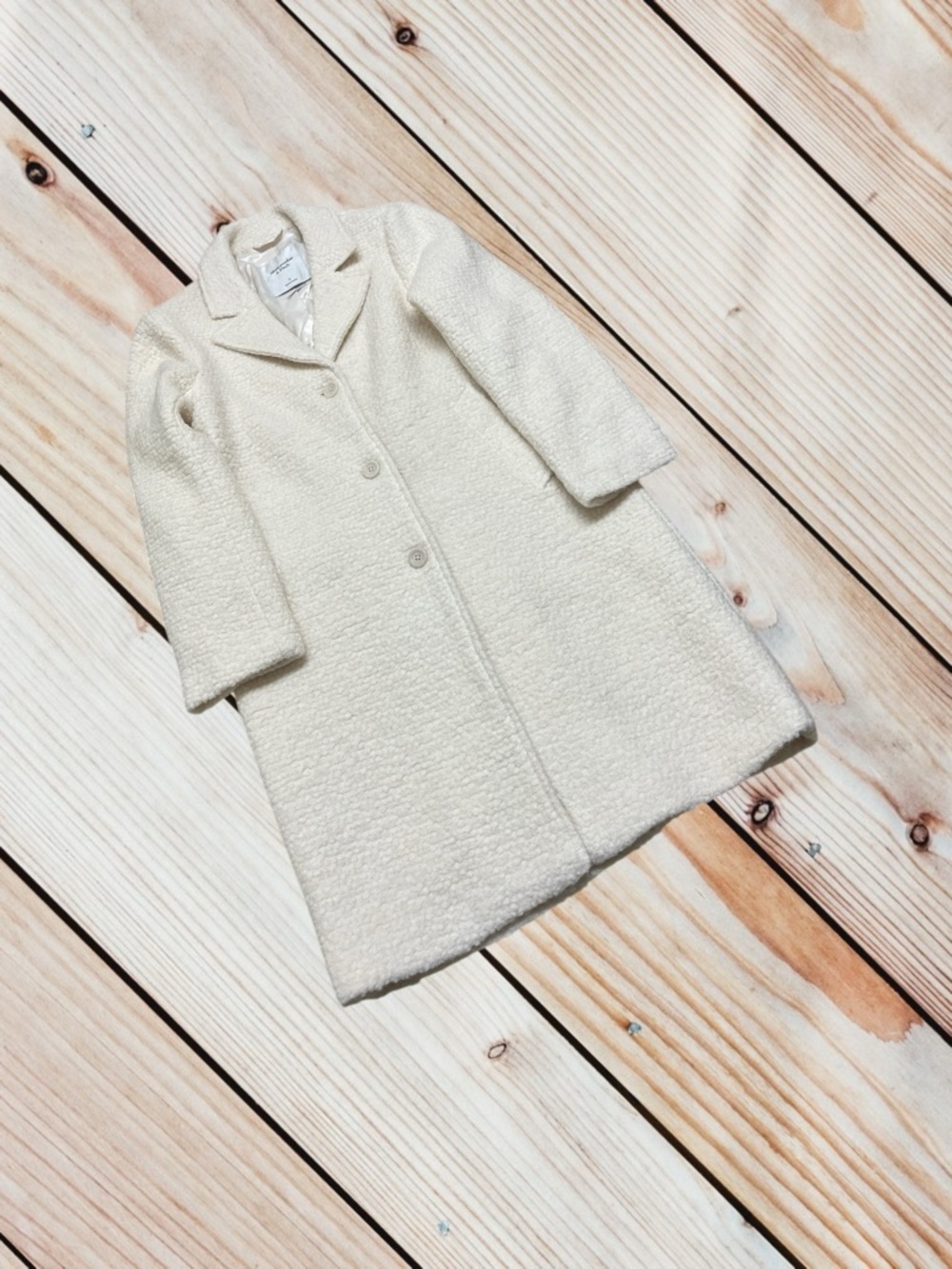 Abercrombie & Fitch S ivory cream Wool Blend Dad Coat - Picture 2 of 15
